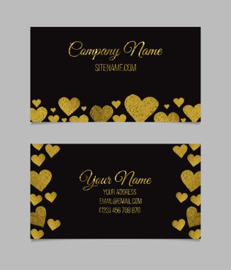 Kartvizit altın folyo kalp şekli tasarımı ile.