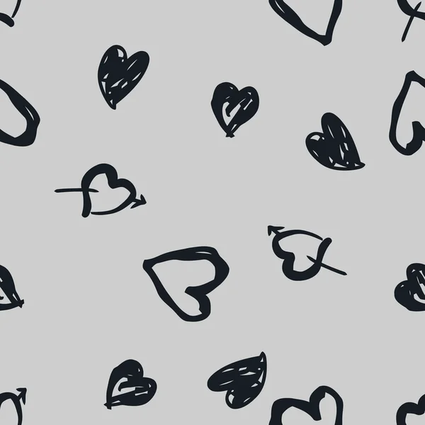 Doodle patrón sin costuras con corazones — Vector de stock