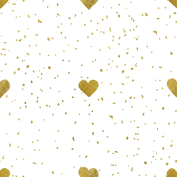 Golden  hearts seamless pattern — Stock Vector