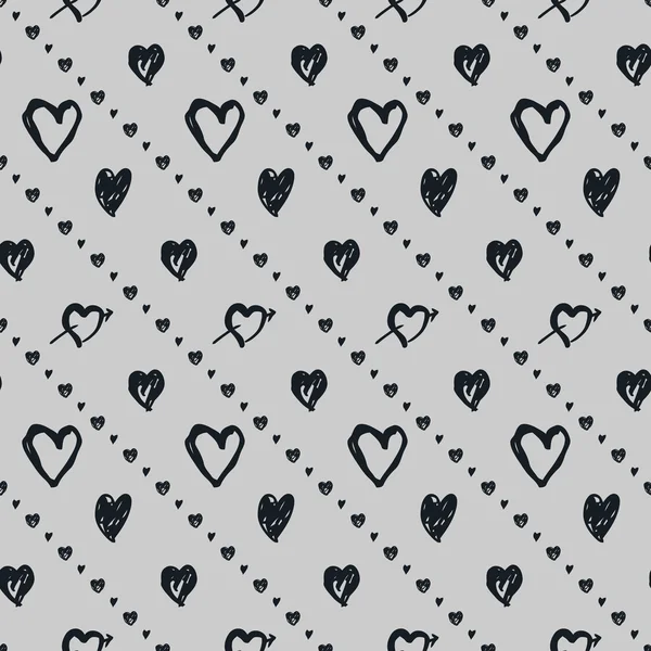 Doodle patrón sin costuras con corazones — Vector de stock