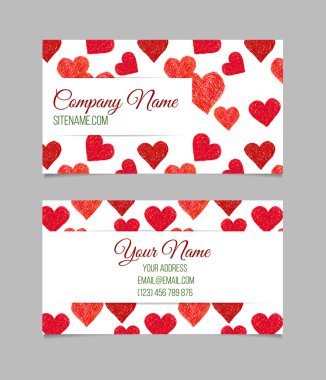 Kartvizit elle çizilmiş yürekleri.