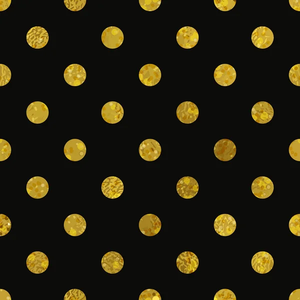 Μαύρο και χρυσό μοτίβο. Αφηρημένη πόλκα dot φόντο. — Διανυσματικό Αρχείο