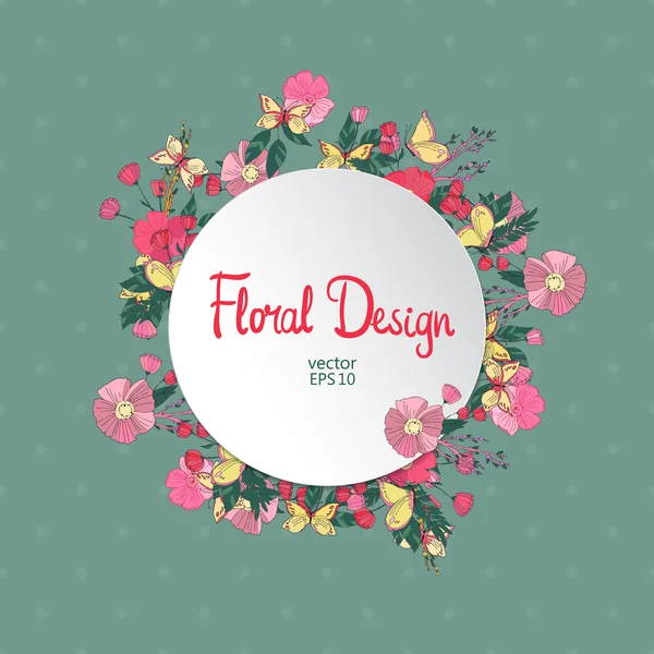 Vintage cerc floral vector cadru — Vector de stoc