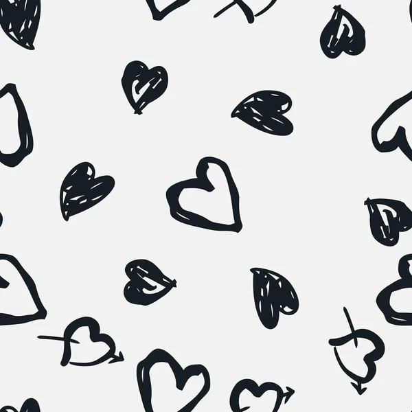 Doodle patrón sin costuras con corazones — Archivo Imágenes Vectoriales