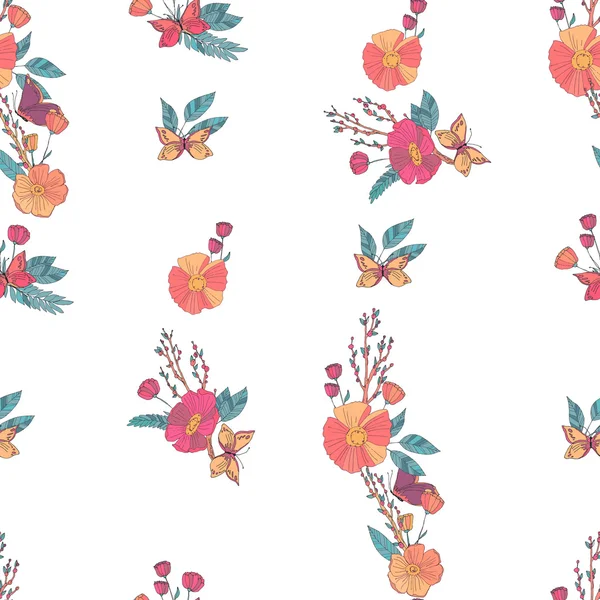 Floreale senza cuciture Vintage Wildflowers Pattern — Vettoriale Stock