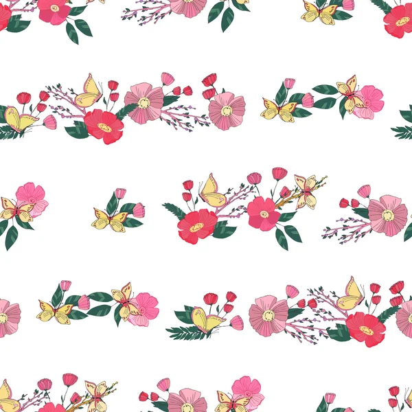 Floral naadloze Vintage Wildflowers patroon — Stockvector