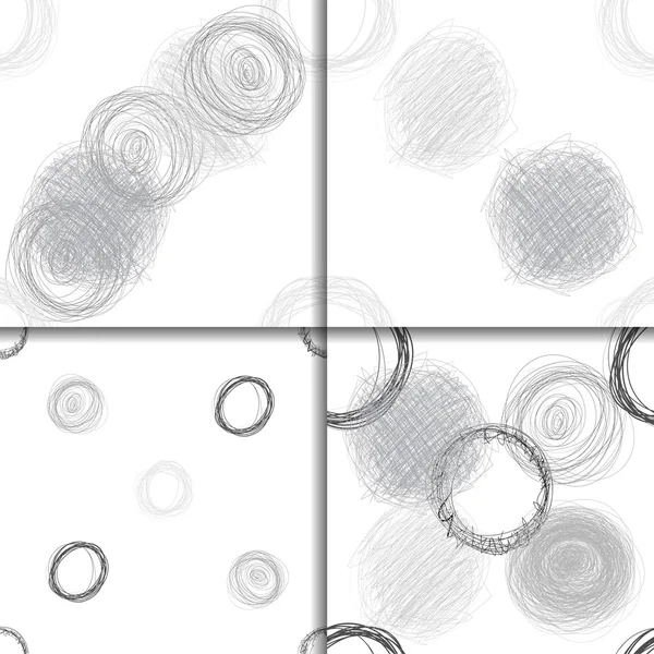 Ensemble de motifs sans couture Scribble Circles — Image vectorielle