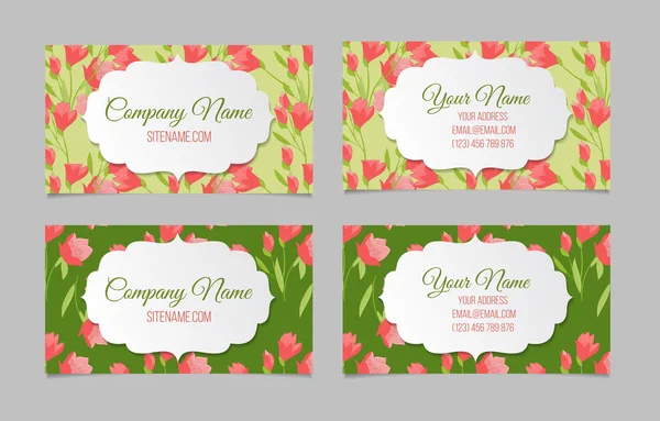 花のビジネス カードのセット — ストックベクタ
