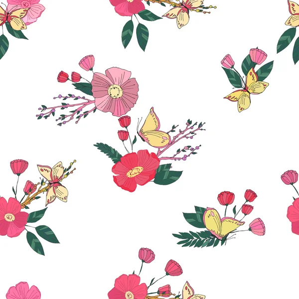 Floral naadloze Vintage Wildflowers patroon — Stockvector