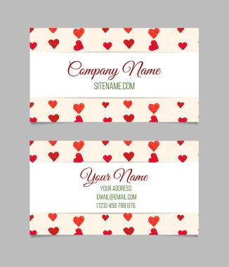 Kartvizit elle çizilmiş yürekleri.