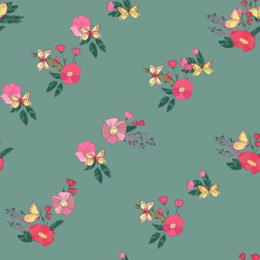 Çiçek sorunsuz Vintage kır çiçekleri desen