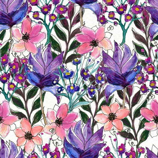 Seamless watercolor floral pattern — Stock Photo, Image