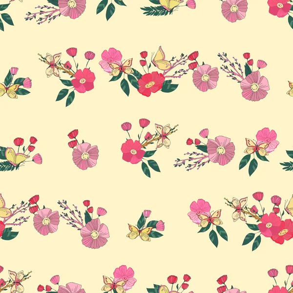 Floreale senza cuciture Vintage Wildflowers Pattern — Vettoriale Stock