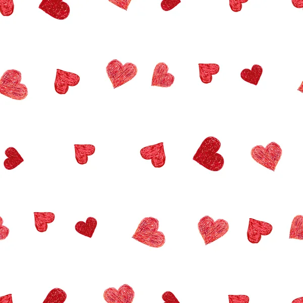 Doodle patrón sin costuras con corazones — Archivo Imágenes Vectoriales