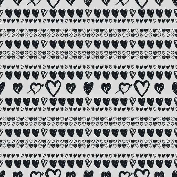 Doodle seamless mönster med hjärtan — Stock vektor