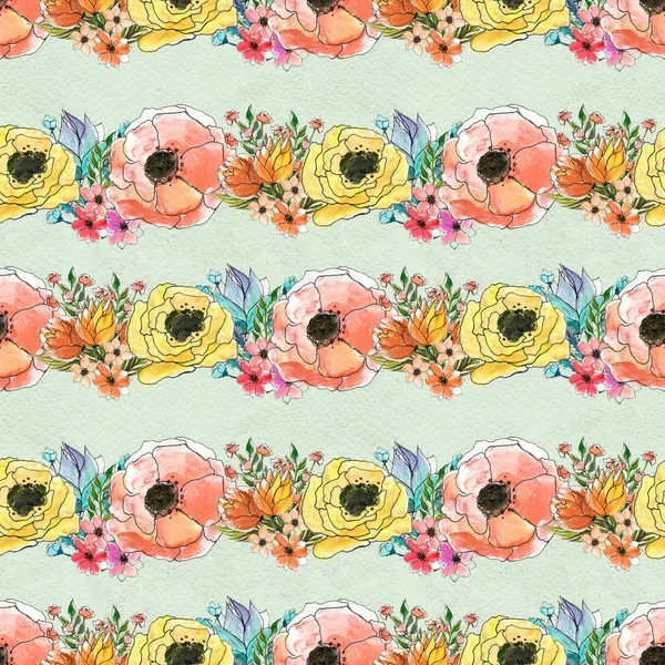 Seamless watercolor floral pattern — Stock Photo, Image