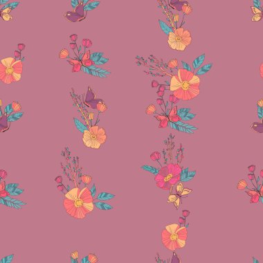 Çiçek sorunsuz Vintage kır çiçekleri desen