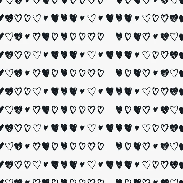 Doodle seamless pattern with hearts — Stock Vector