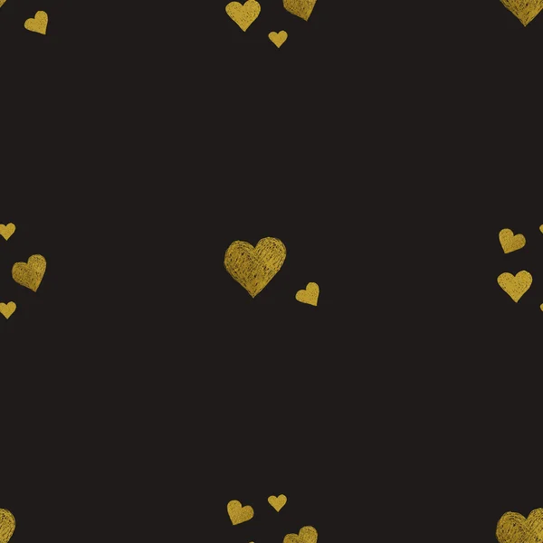 Gyllene hjärtan seamless mönster — Stock vektor