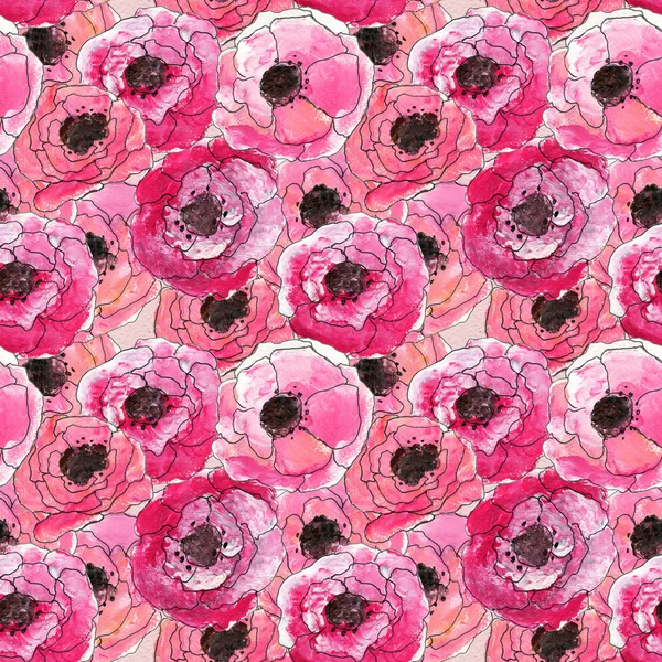 Nahtloses Muster mit borstigen Rosen — Stockfoto
