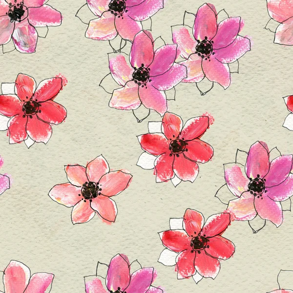 无缝的水彩花卉图案 — 图库照片