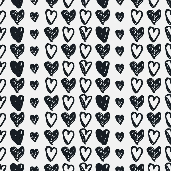 Doodle padrão sem costura com corações — Vetor de Stock