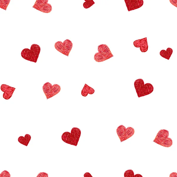 Doodle patrón sin costuras con corazones — Vector de stock