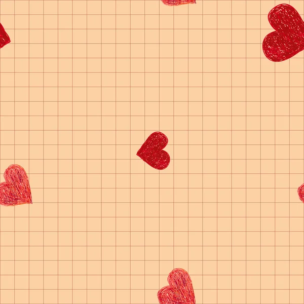 Doodle patrón sin costuras con corazones — Archivo Imágenes Vectoriales