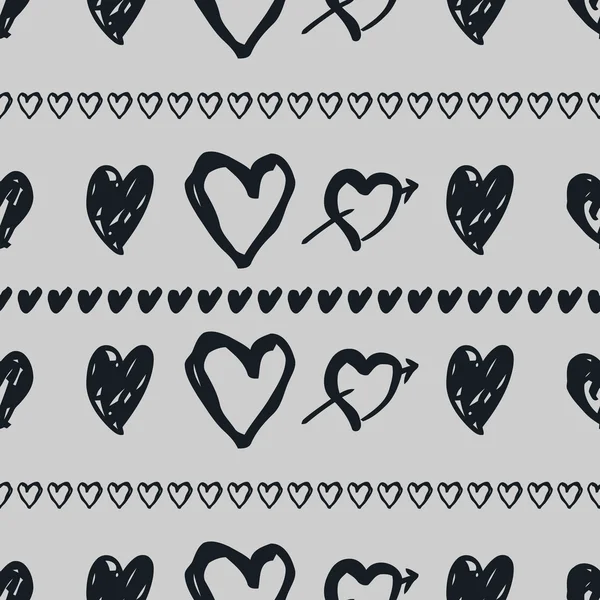 Doodle seamless pattern with hearts — Stock Vector