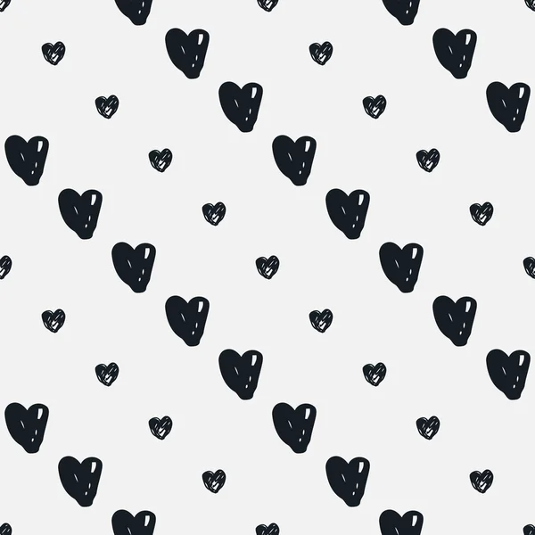 Doodle patrón sin costuras con corazones — Vector de stock