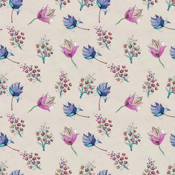 Seamless watercolor floral pattern — Stock Photo, Image