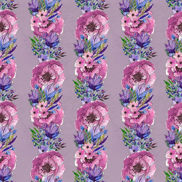 Безшовний акварельний квітковий візерунок — стокове фото