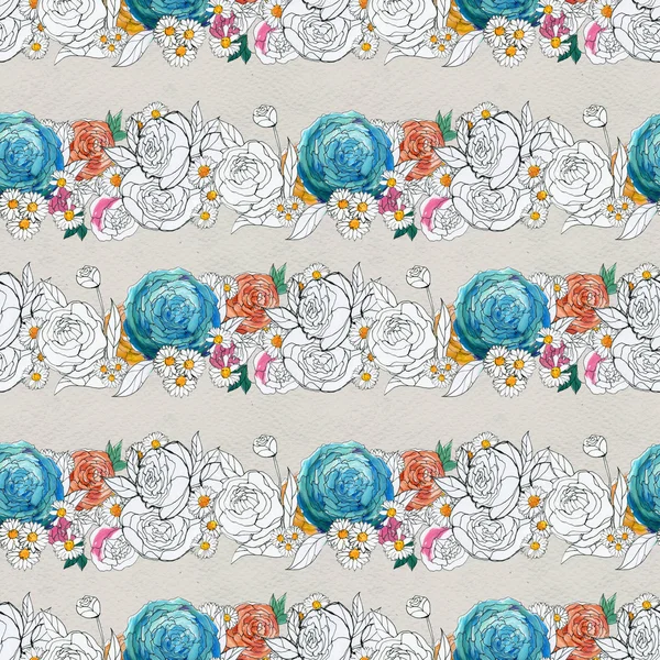 Seamless pattern with peony — Stock Photo, Image