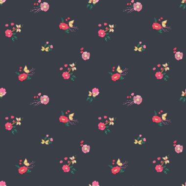 Çiçek sorunsuz Vintage kır çiçekleri desen