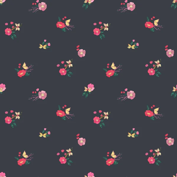 Floral sem costura Vintage Wildflowers Pattern —  Vetores de Stock