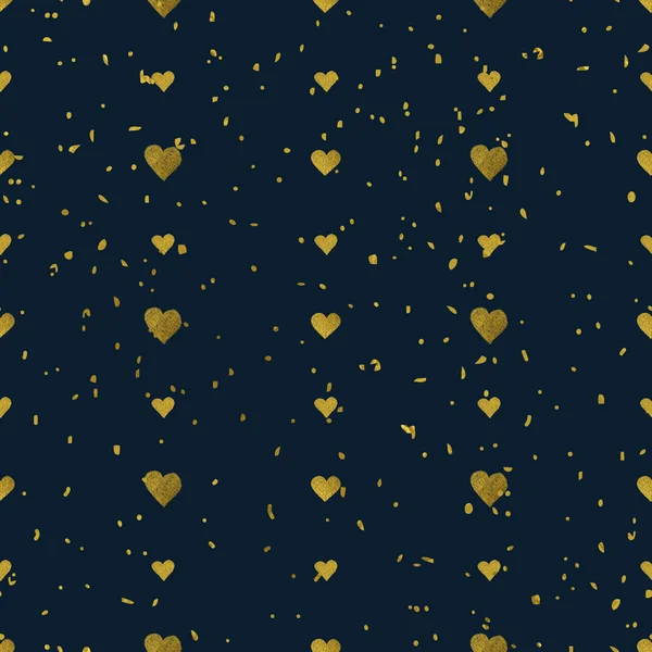 Golden hearts seamless pattern — Stock Vector