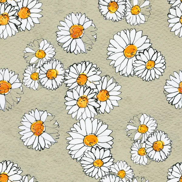 Απρόσκοπτη λουλουδάτο μοτίβο με λουλούδια Μαργαρίτα — Φωτογραφία Αρχείου