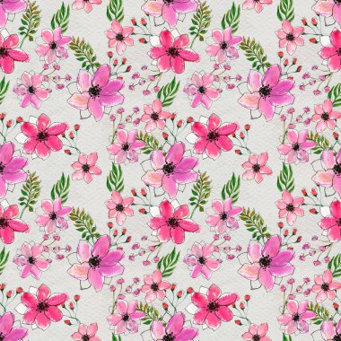 Pembe çiçekli kusursuz desen