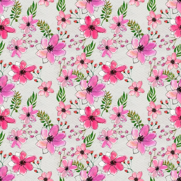ピンクの花とシームレスなパターン — ストック写真