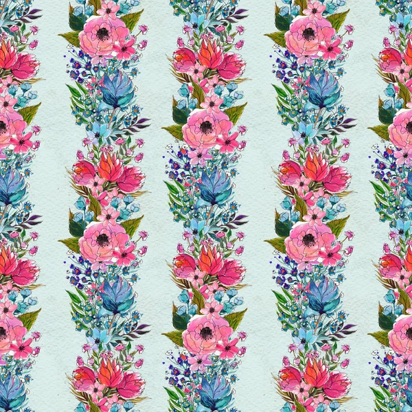 Seamless pattern with colorful flowers — Stock Photo, Image