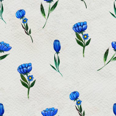 Mavi çiçekli kusursuz desen