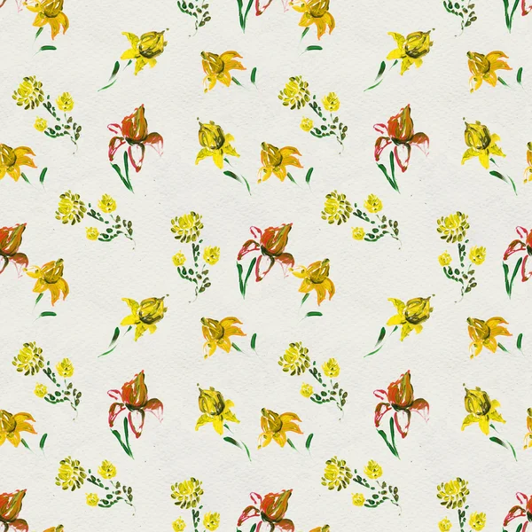 黄色の花とシームレスなパターン — ストック写真
