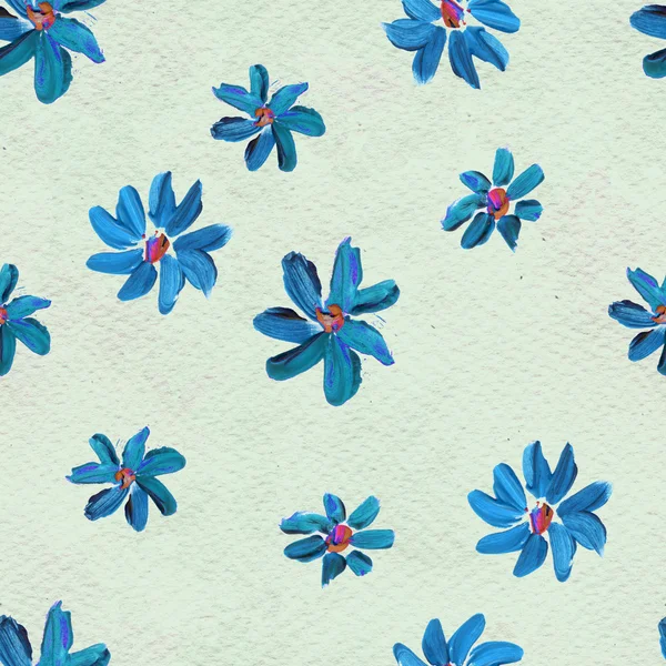 Seamless pattern with blue flowers — Stock Photo, Image