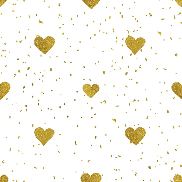 Golden hearts seamless pattern — Stock Vector