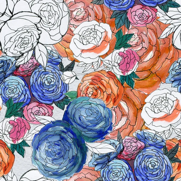 Seamless pattern with colorful flowers
