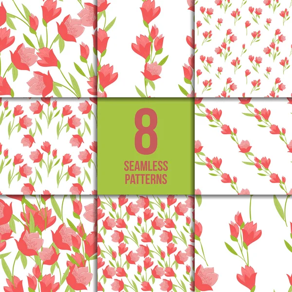 Conjunto de patrón sin costuras con tulipanes — Archivo Imágenes Vectoriales