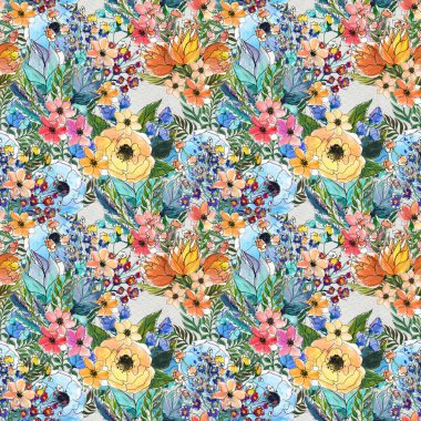 Renkli çiçeklerle kusursuz desen