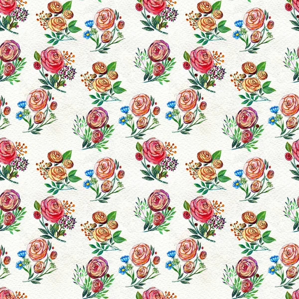 Naadloos patroon met kleurrijke bloemen — Stockfoto
