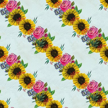 Ayçiçeği ve gül ile Seamless Modeli