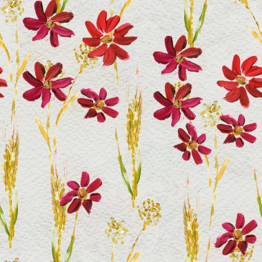 Kırmızı çiçekli kusursuz desen